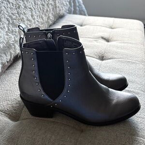 Studded Silver Ankle Boots